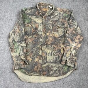 Advantage Timber Camo Button Down Shirt Mens Medium RealTree Hunting Outdoor